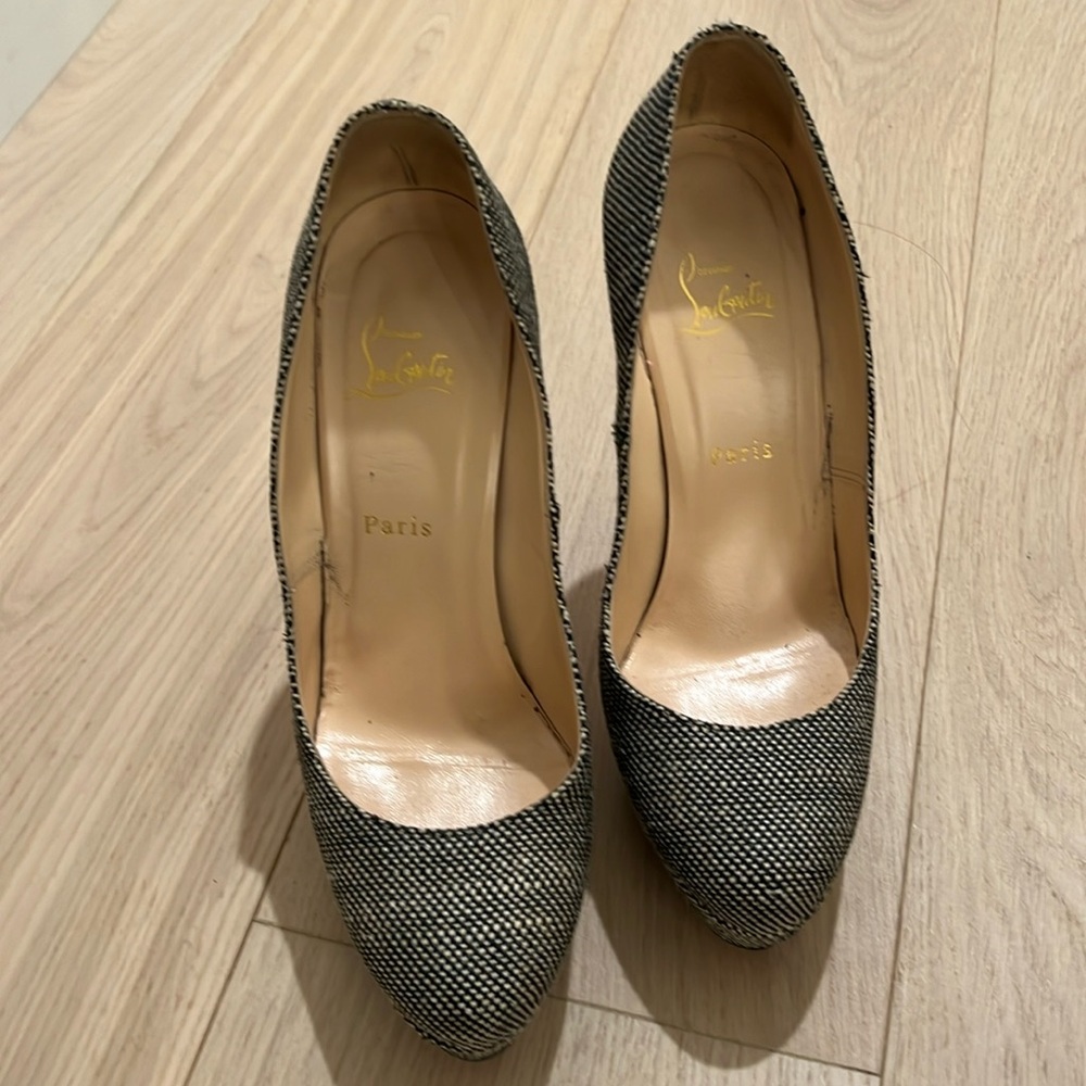 Christian Louboutin tweed platform heels